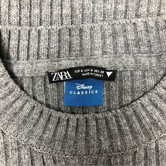 Zara Disney Dumbo Cropped Ribbed Knit Sweater Grey Size Small - Picture 6 of 6